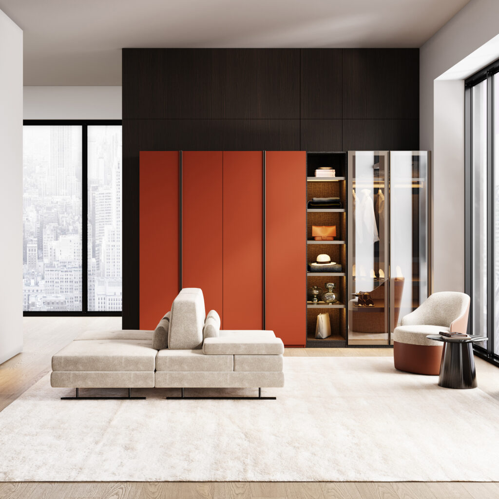 custom bedroom closet orange panels lazzoni canada