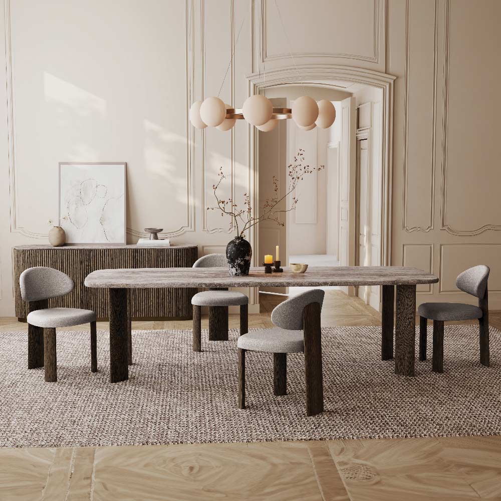 saki dining chair boucle fabric mobital canada